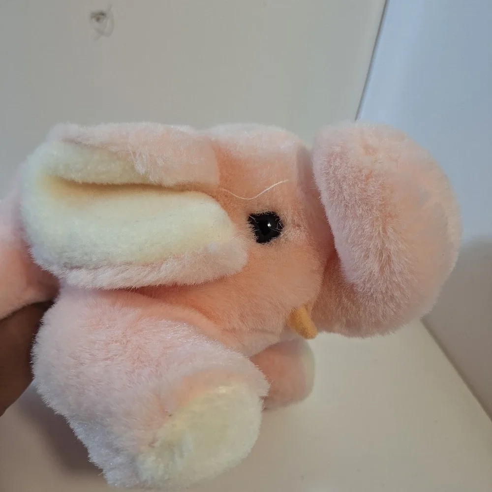 Vintage Gund 1983 Elephant Pink & White RARE Plush Stuffed Animal
